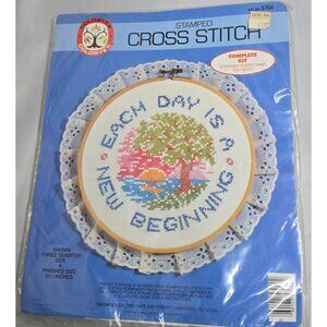 Colortex Stamped Cross Stitch Kit "Each Day Is A New Beginning Complete Set 5704